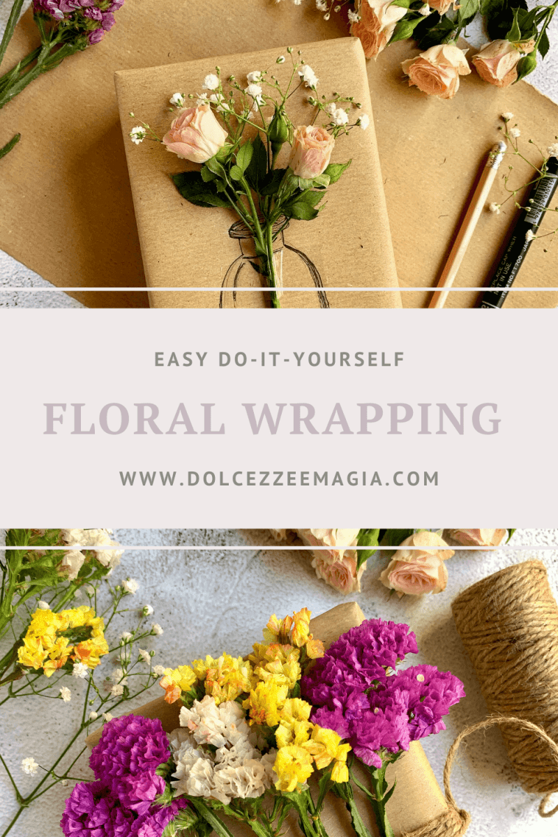 locandina pinterest pacchi regalo floreali